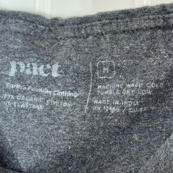 Pact Organic Cotton Wide Leg Lounge Pants M Gray Sustainable Soft Knit Slit Hem - Picture 4 of 4